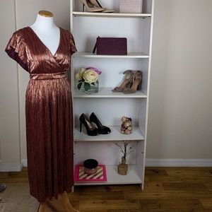 Pleated Ruffle Detail Foil Dress SZXS